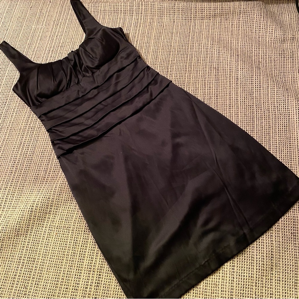Black satin cocktail dress (size 5/6) little black dress